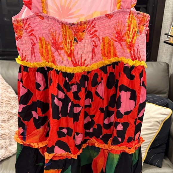 SHEIN Colorful Ruffled Dress with Floral and Animal Print size XL - Picture 3 of 5